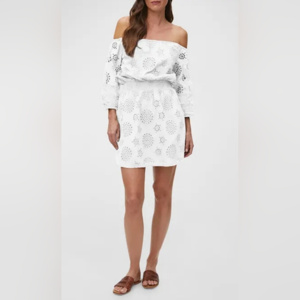 MICHAEL STARS Alessandra Off-Shoulder Eyelet Dress, Size Large, NWOT